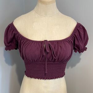 Garage Off the Shoulder Crop Top in Purple Size S